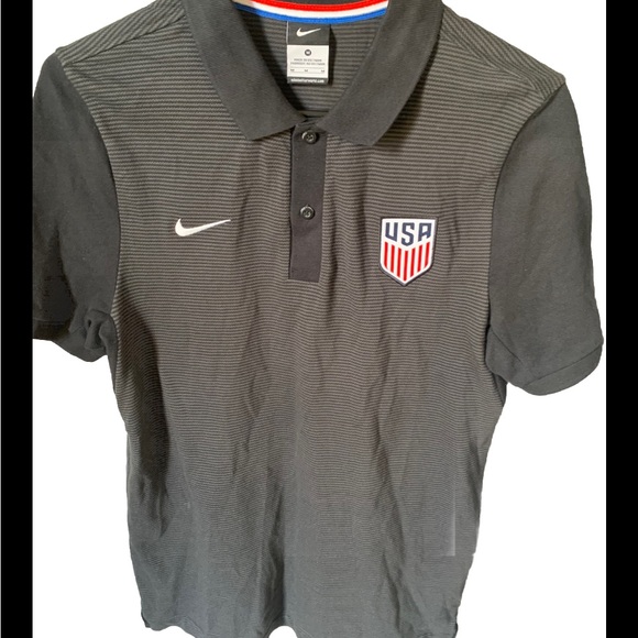Nike Victory Performance Polo USA Black w Gray Stripe Med Short Sleeve - Picture 2 of 5
